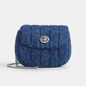 *NWT* COACH Turnlock Card Case With Quilting, Denim Coach Mini Card Bag Pouch